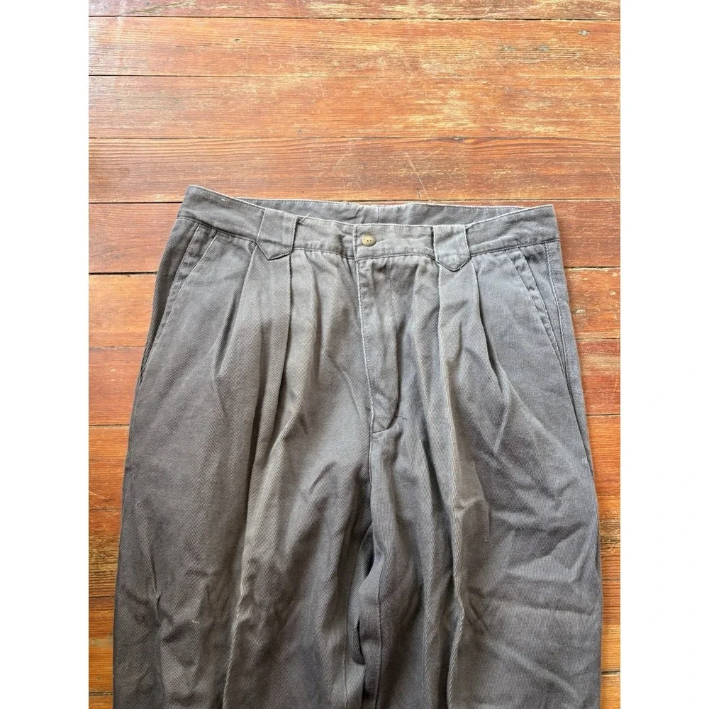 Vintage Eddie Bauer Pleated Cotton Trousers Pants 34x32 Gray Men's